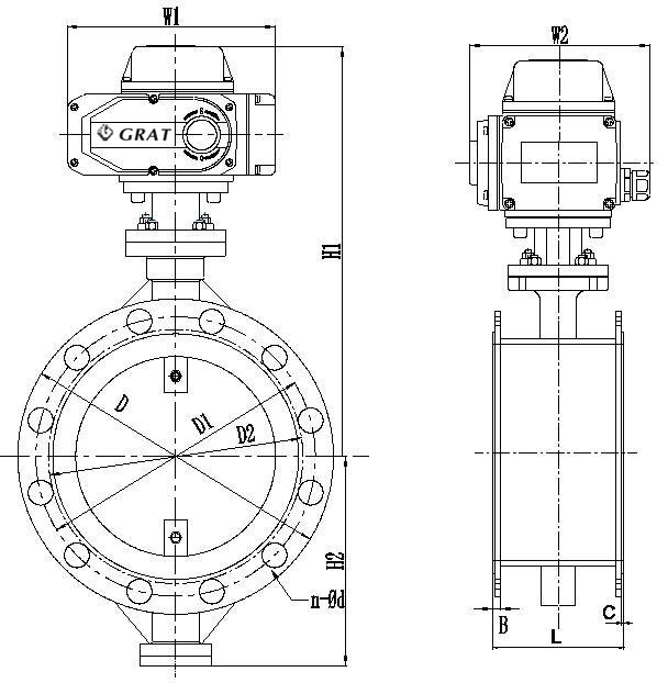 Dn700 Pn80 Wcb Εξοπλιστικός ηλεκτρικός ενεργοποιητής μεταλλικού καθίσματος Τύπος ενεργοποιητή βαλβίδας πεταλούδας 1