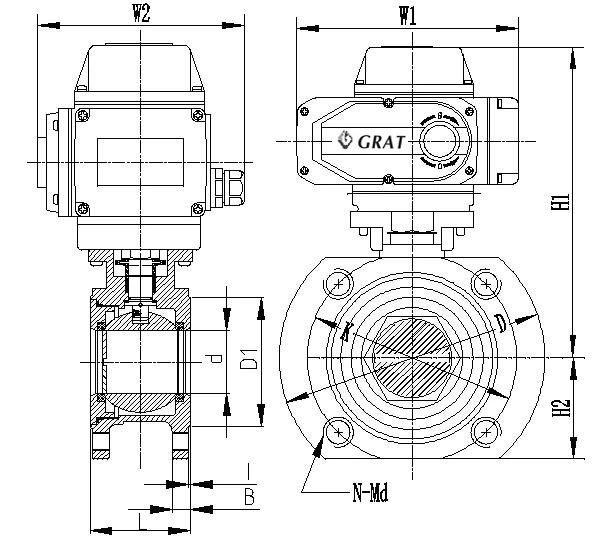 AC220V DN15-250 Μικροσκοπική σύνδεση φλάντζης ροής Ηλεκτρική βαλβίδα ελέγχου 1