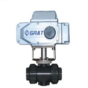 IP67 DN40 Μηχανοκίνητη βαλβίδα μπάλας PVC κανονικής θερμοκρασίας με ηλεκτρικό ενεργοποιητή